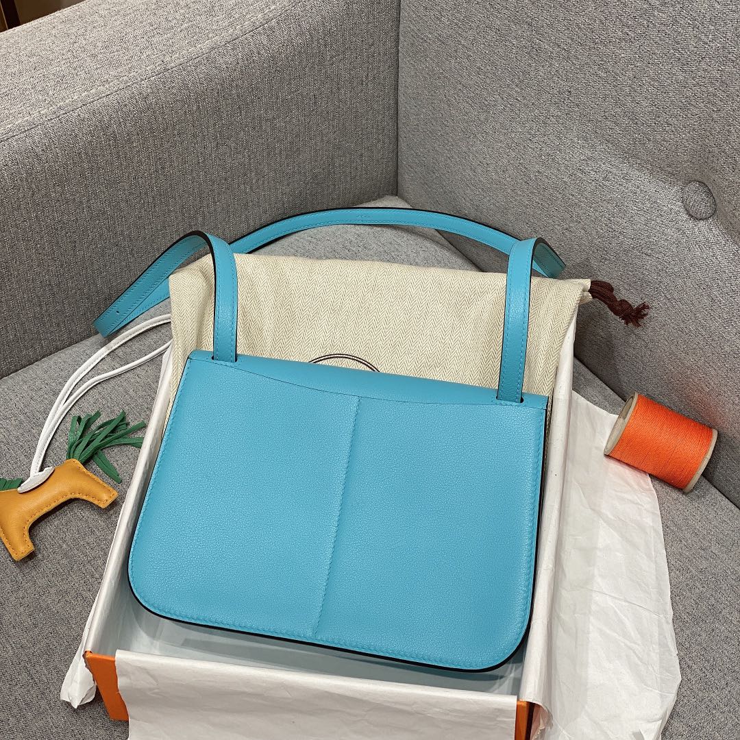 에르메스 미니 할잔백 블루드노드 은장 스위프트